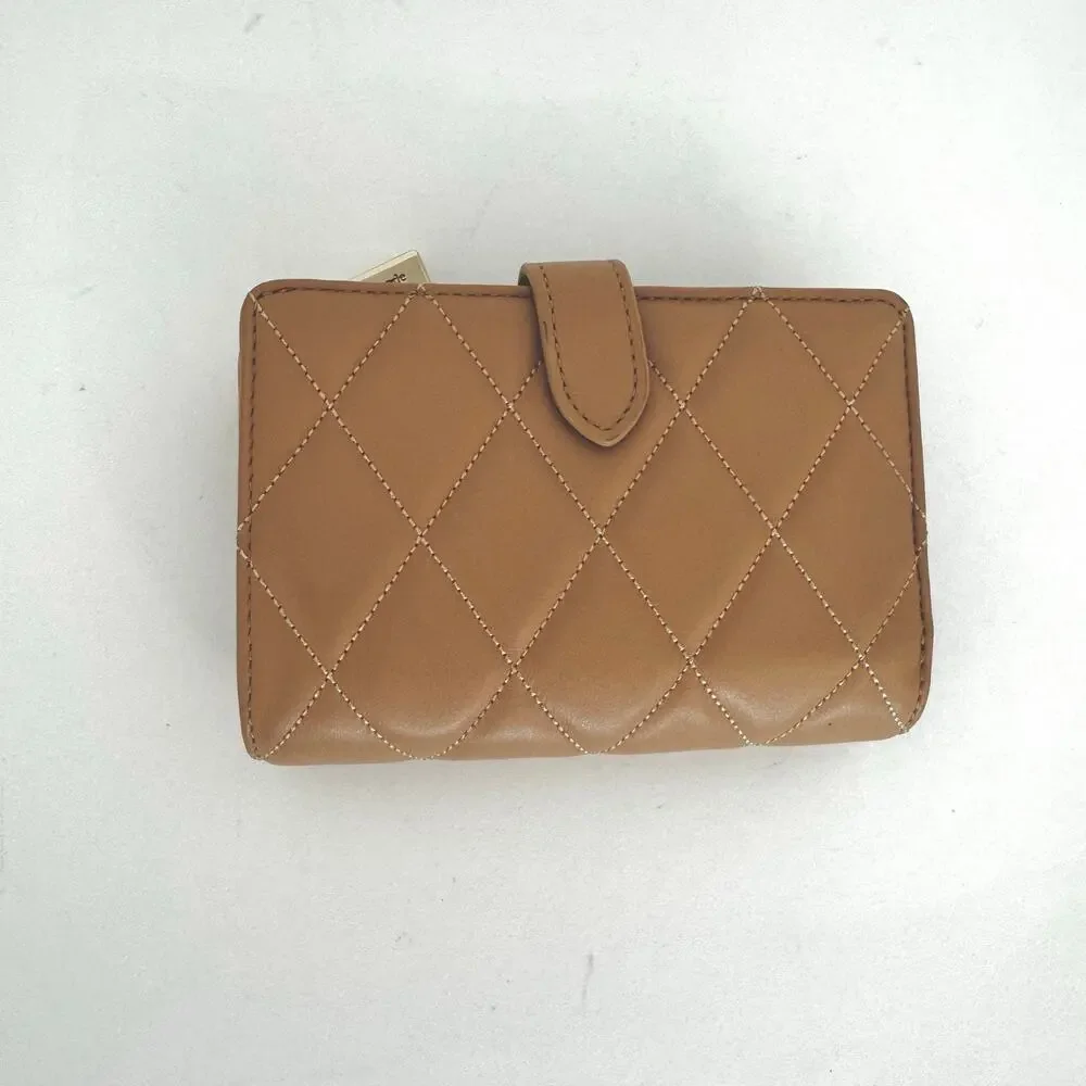 Kate Spade Carey Medium Quilted Folding Wallet with ID Window in Tiramisu Mousse